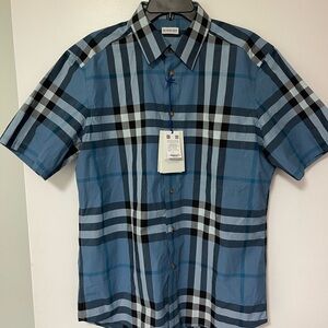 Burberry Men's Blue Plaid Shirt